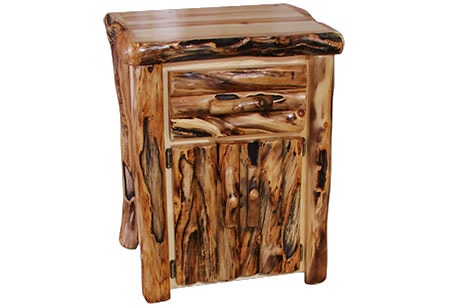 Rustic Log Tall Night Stand in Log Front (24W) in Wild Panel & Gnarly Log TNSL-24-WG