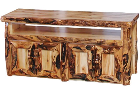 Rustic Log Living Room TV Stand in Log Front (60W) in Wild Panel