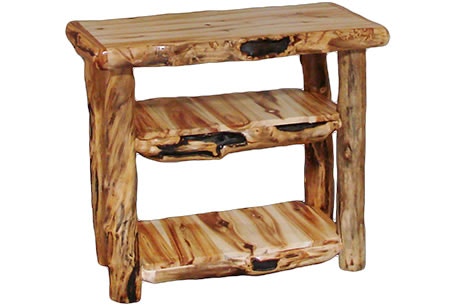 Rustic Log TV Table (36W) in Wild Panel & Gnarly Log TVTA-36-WG