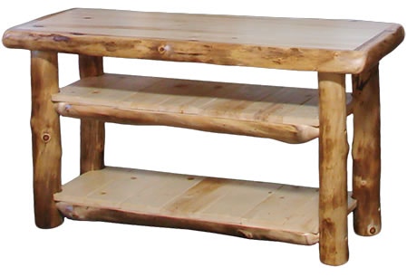 Rustic Log TV Table (48W) in Natural Panel & Natural Log TVTA-48-NN