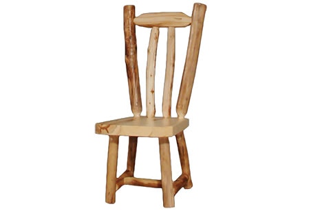 Rustic Log V-Back Side Chair (18H Seat) in Natural Panel & Natural Log VBSC-18-NN