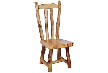 Rustic Log V-Back Side Chair (18H Seat) in Wild Panel & Natural Log VBSC-18-WN