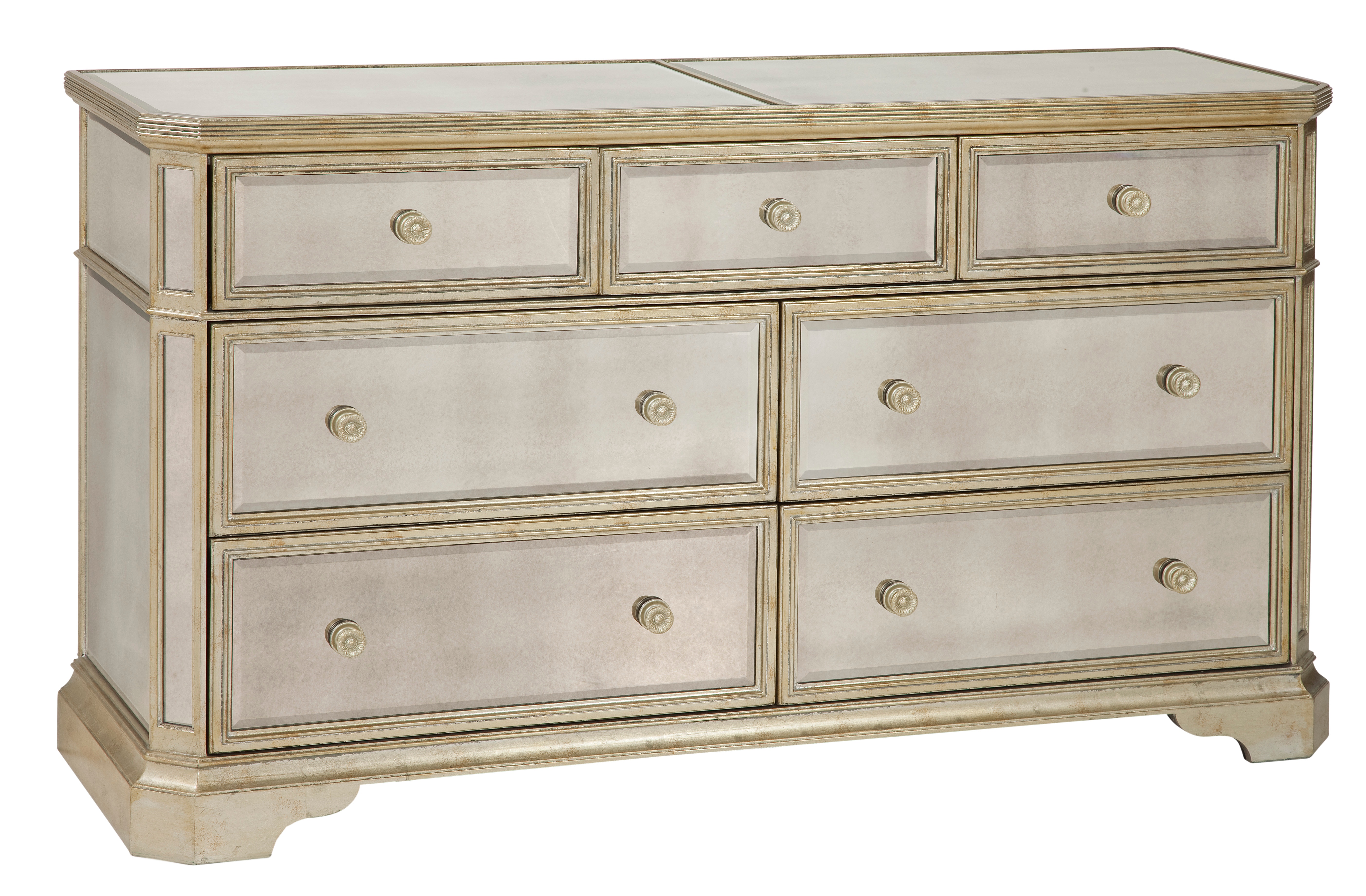 Bassett Mirror Company Bedroom Borghese Mirrored 7 Drawer Chest