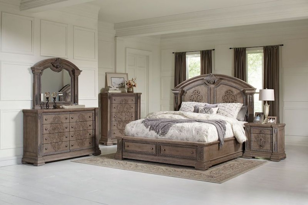 Chapel Queen Bed Dresser Mirror And Nightstand