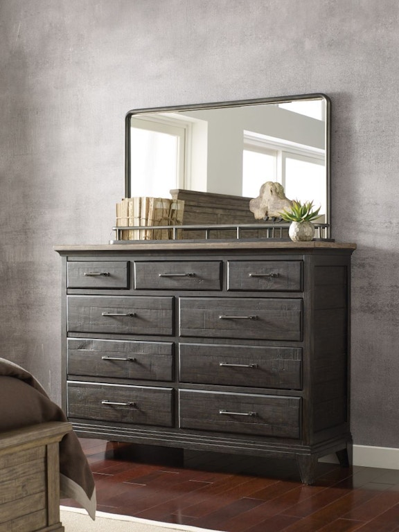 kincaid furniture bedroom plank road charcoal dresser and mirror plankdmch