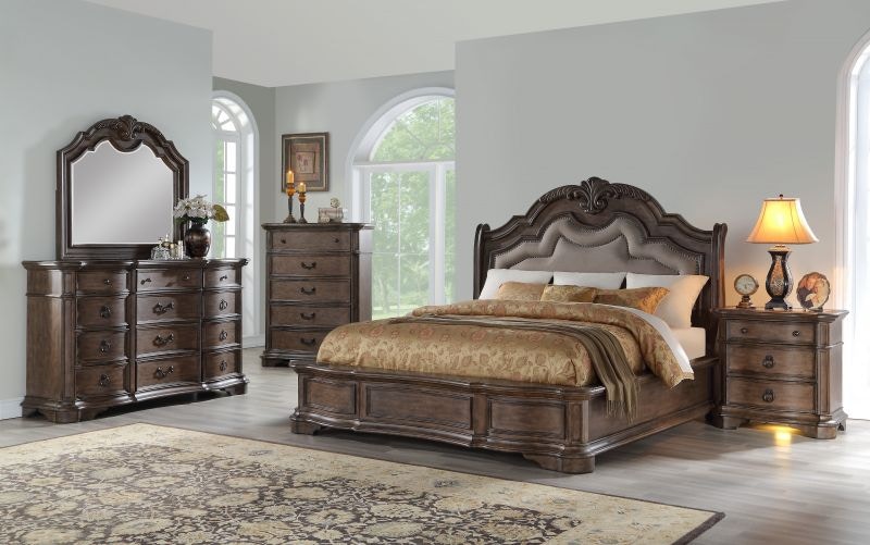 Sand King Bed Dresser Mirror And Nightstand