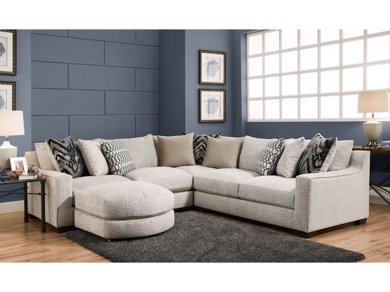 american furniture living room three piece sectional and ottoman pkg