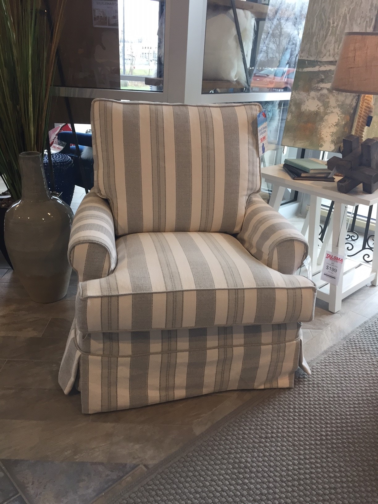 slipcovered swivel glider chair