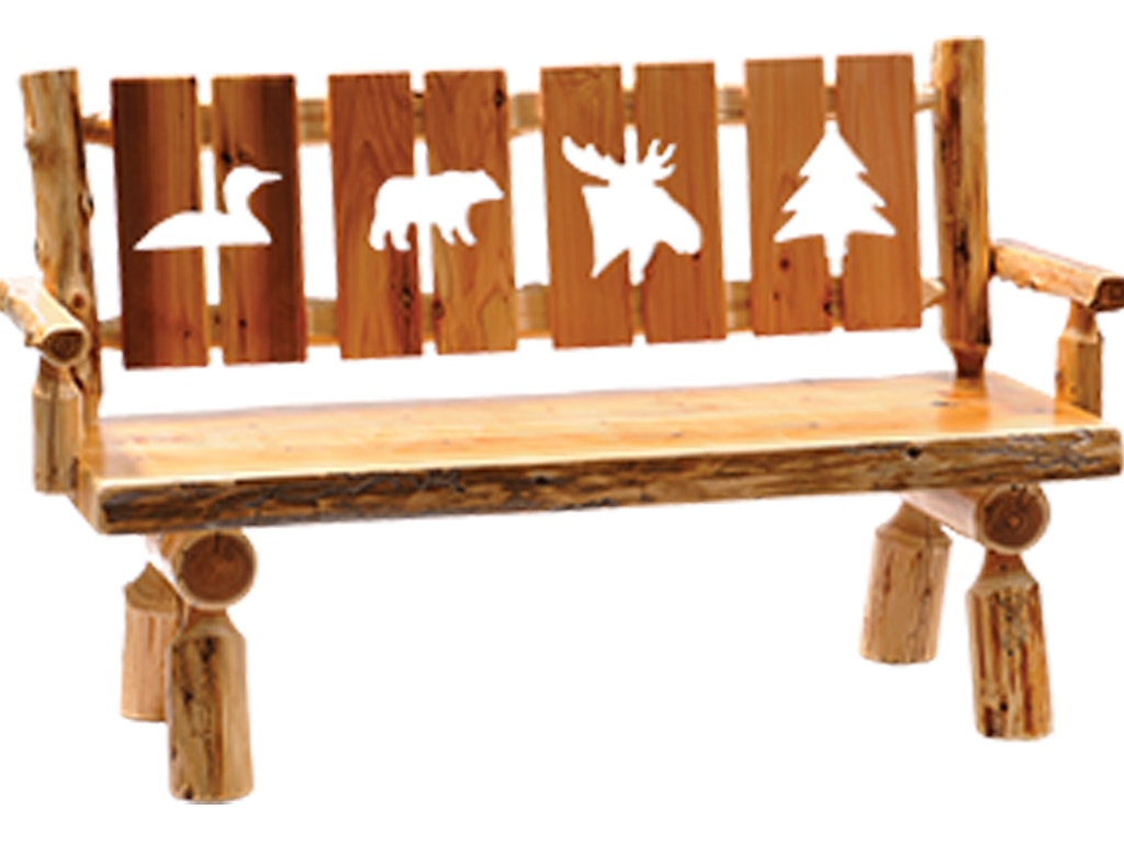  Cedar Cut-Out Log Bench with Back and Armrests 