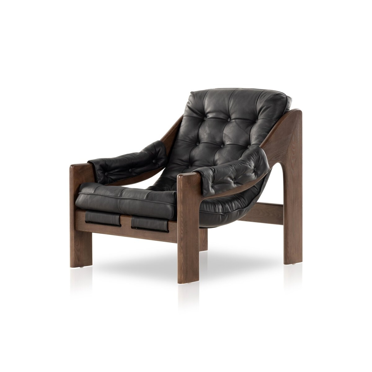  Black Leather Sling Seat Chair 