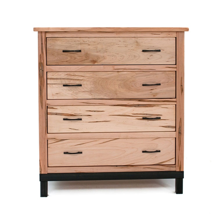  Placer Bedroom 4 Drawer Chest – Solid Maple & Metal Legs 