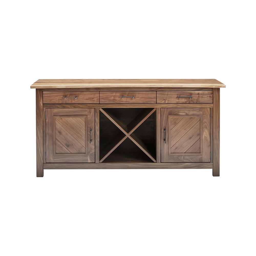  Brandley 2 Door Buffet with Wine Rack – Live Edge Top 