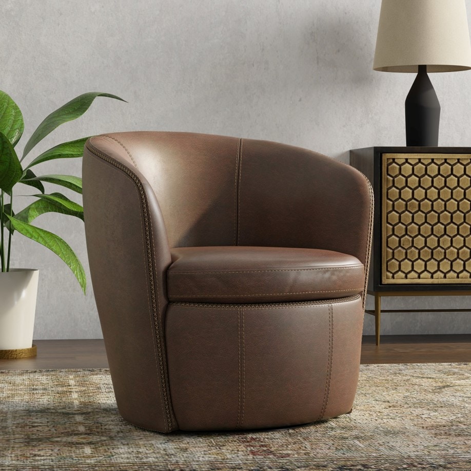  Brown Leather Swivel 