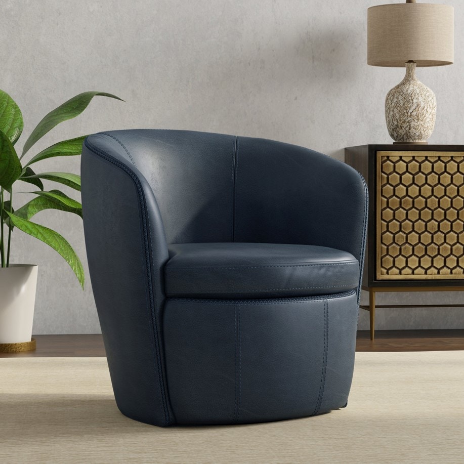  Navy Leather Swivel 