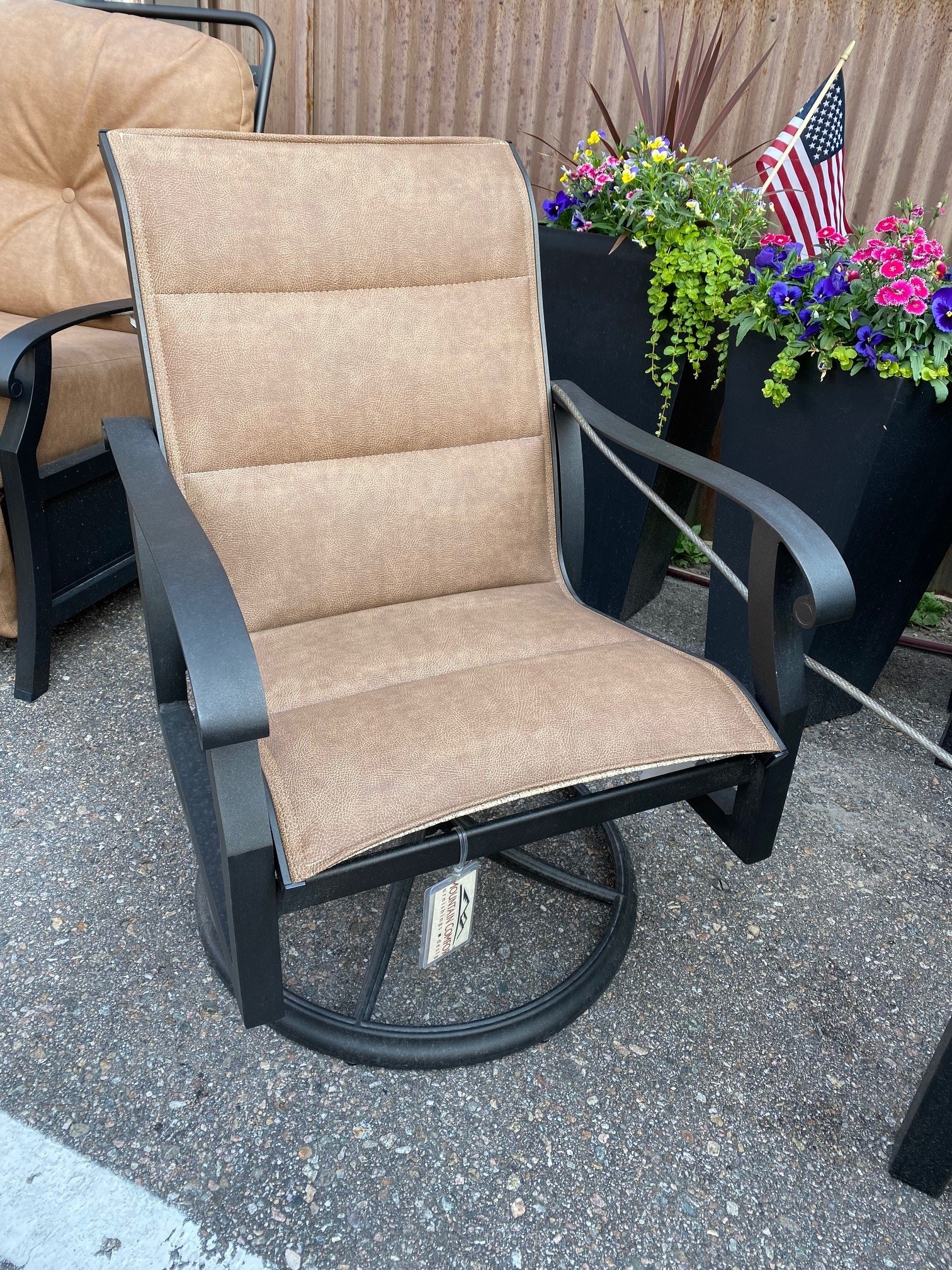  Padded Sling Swivel Rocking Chair 