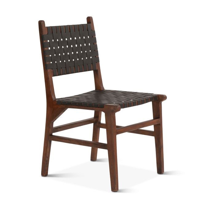  Palermo 18" Black Leather Dining Chair Matte Brown 