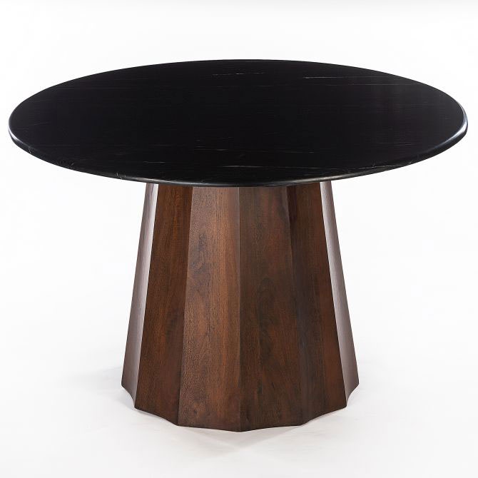  Palermo 47" Black Marble Dining Table Matte Brown 