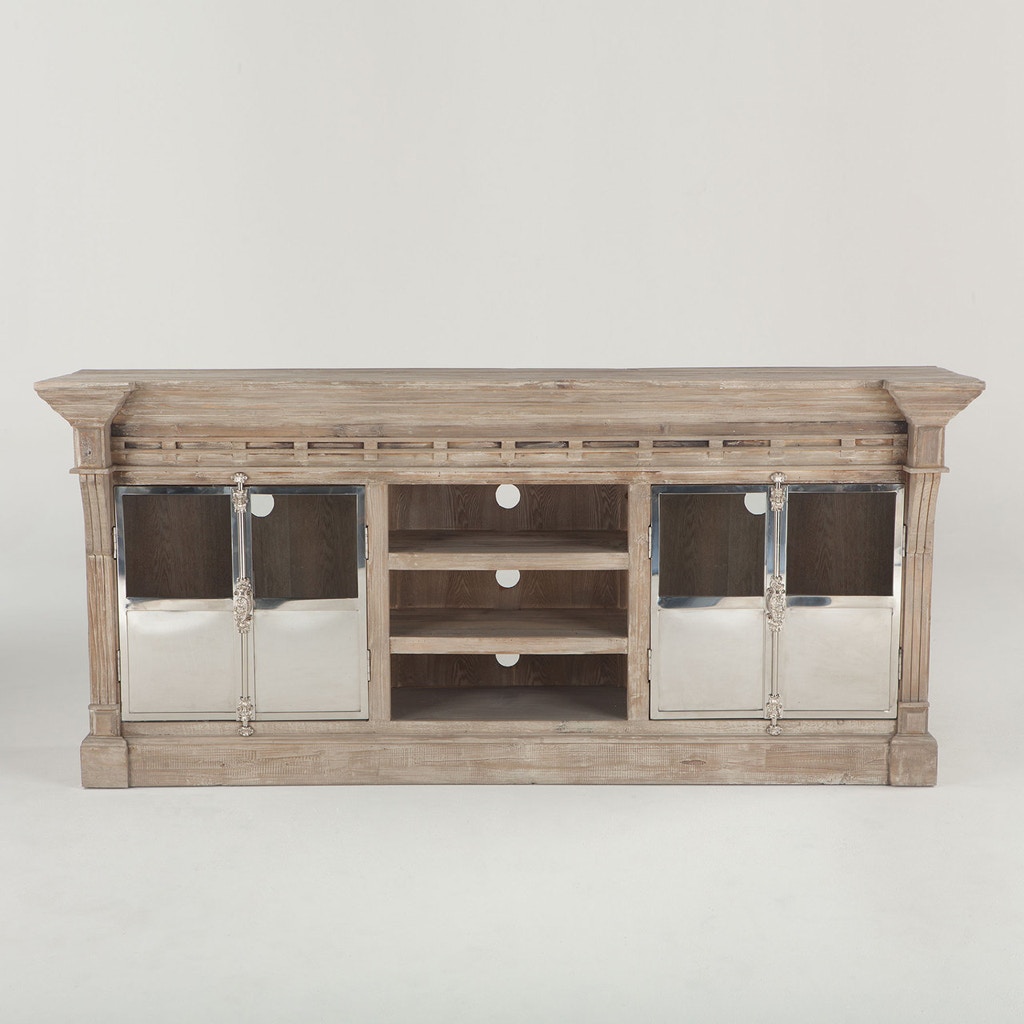  FRENCH VINTAGE PLASMA CABINET 82" NATURAL, SHINY STAINLESS STEEL 