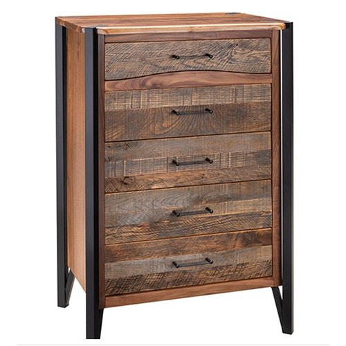 Hillside 5 Drawer Chest With Black Metal 