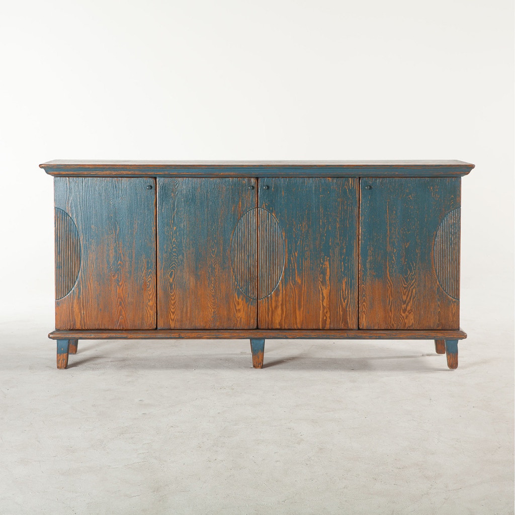  LIBRARY 75" ANTIQUE BLUE SIDEBOARD 