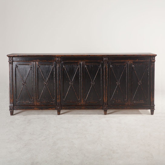  LIBRARY 79" ANTIQUE BLACK SIDEBOARD 