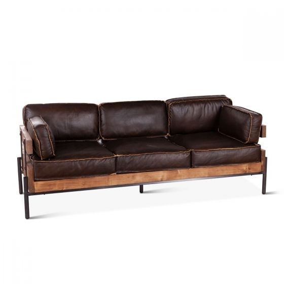  Portofino Leather 3-Seater Black Sofa 