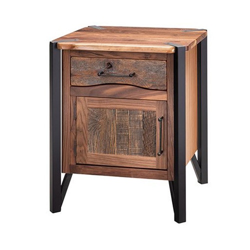  Hillside Drawer Nightstand Hinged Left With Black Metal 