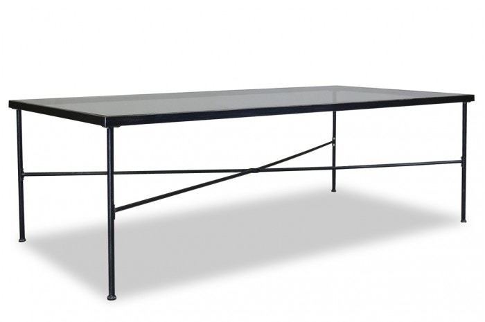  Provence 84 Rectangular Dining Table glass top with umbrella hole 3201-T84