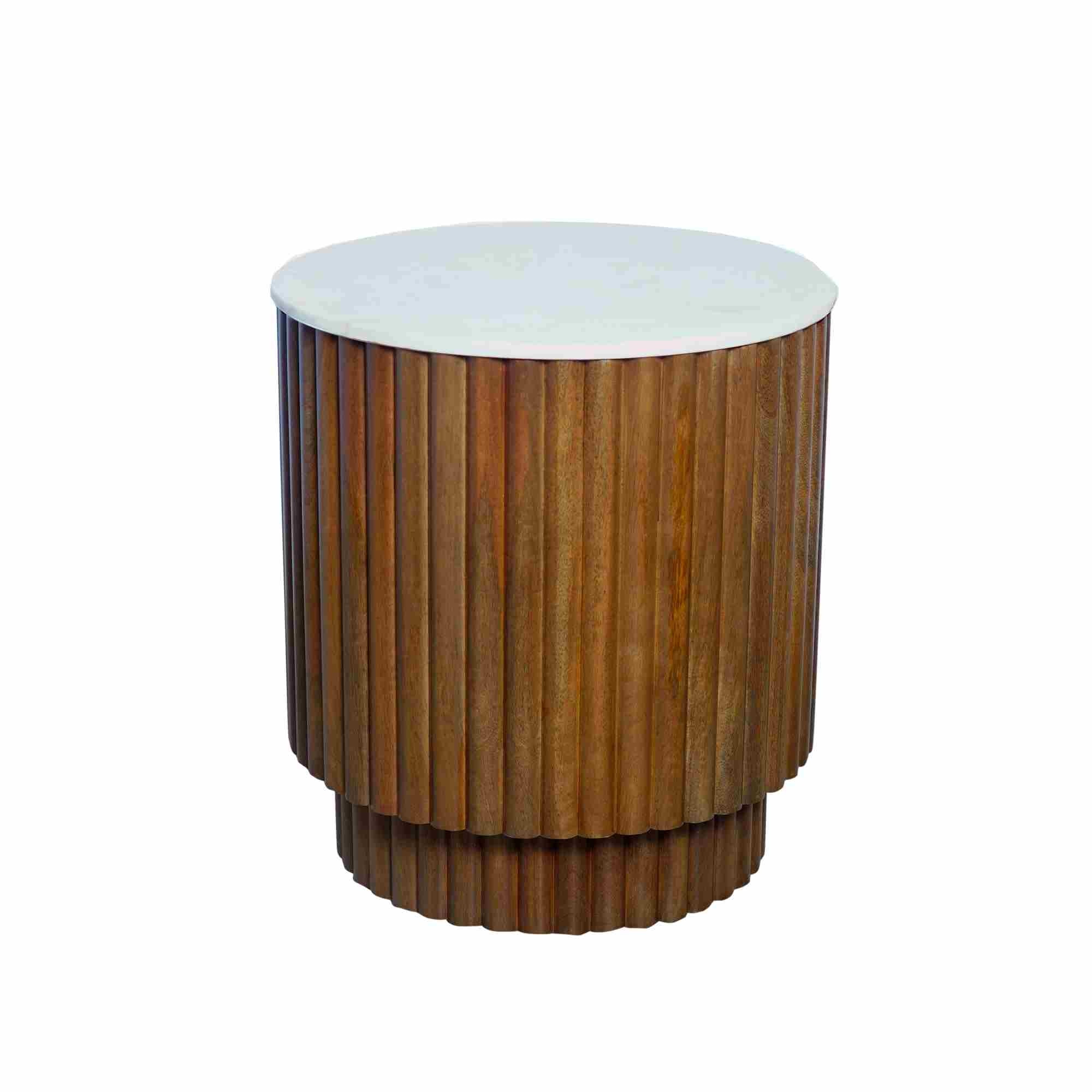 LR Home Side Table Brown/White SIDTB03864BNW1A20