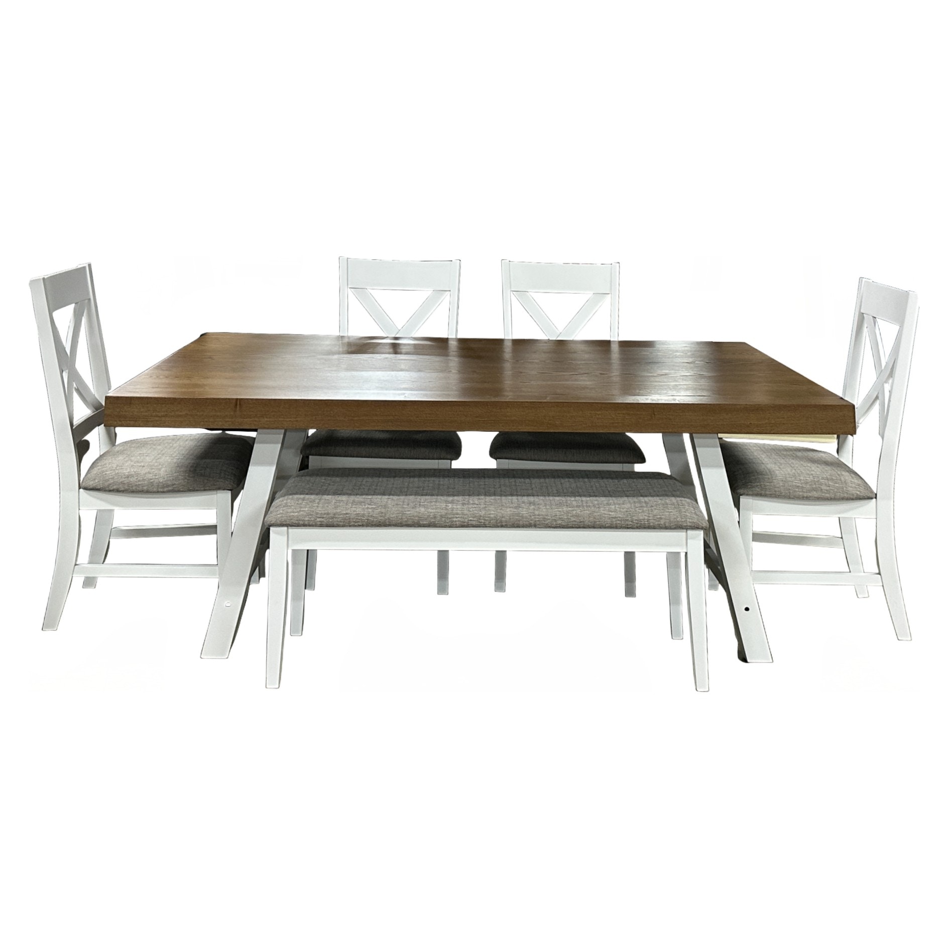 Elements International Summerville 6PC Dining Table & 4 Chair Bench D-9610-7-6DS