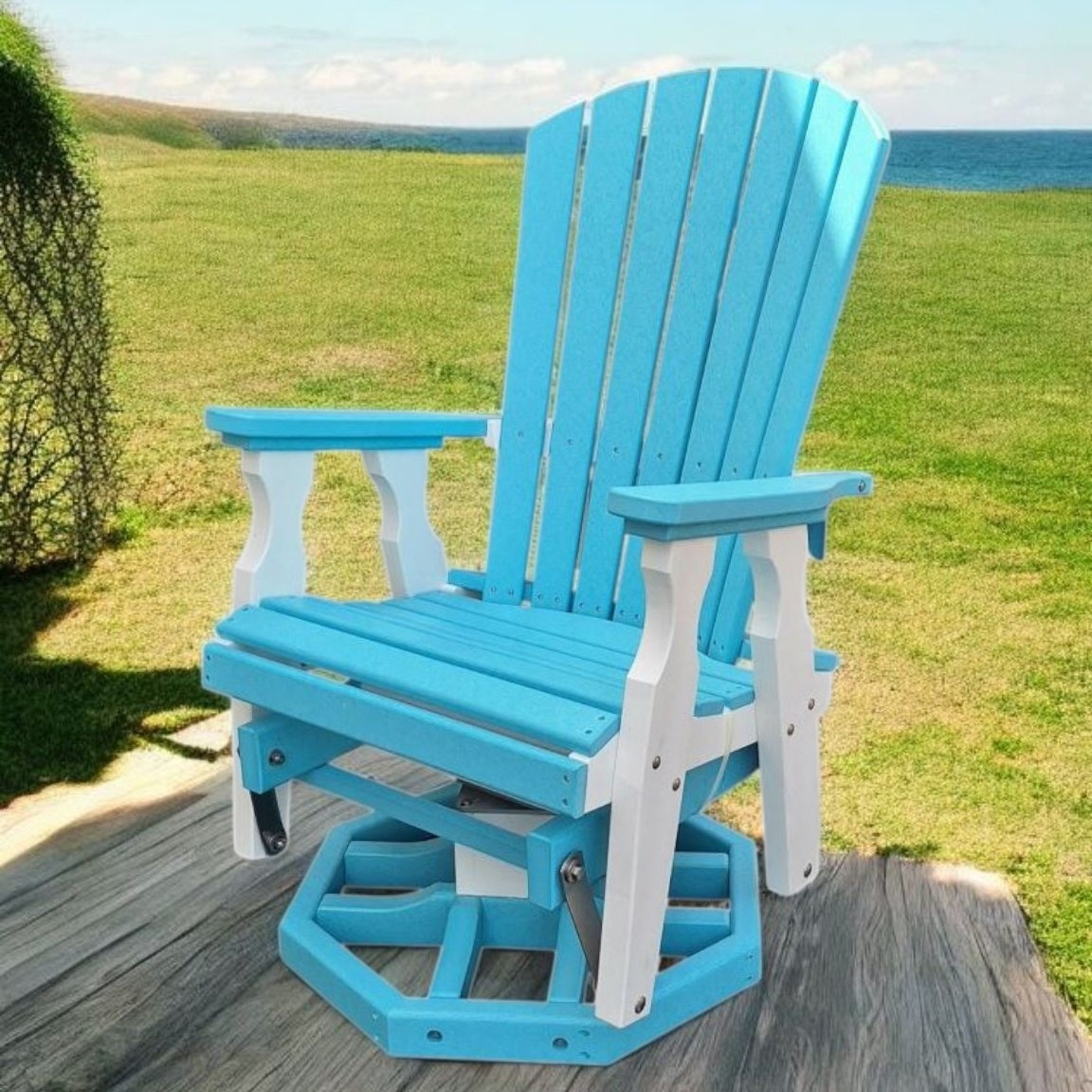Colonial Road Amish Poly Outdoor FanBack Swivel Glider Chair LL119