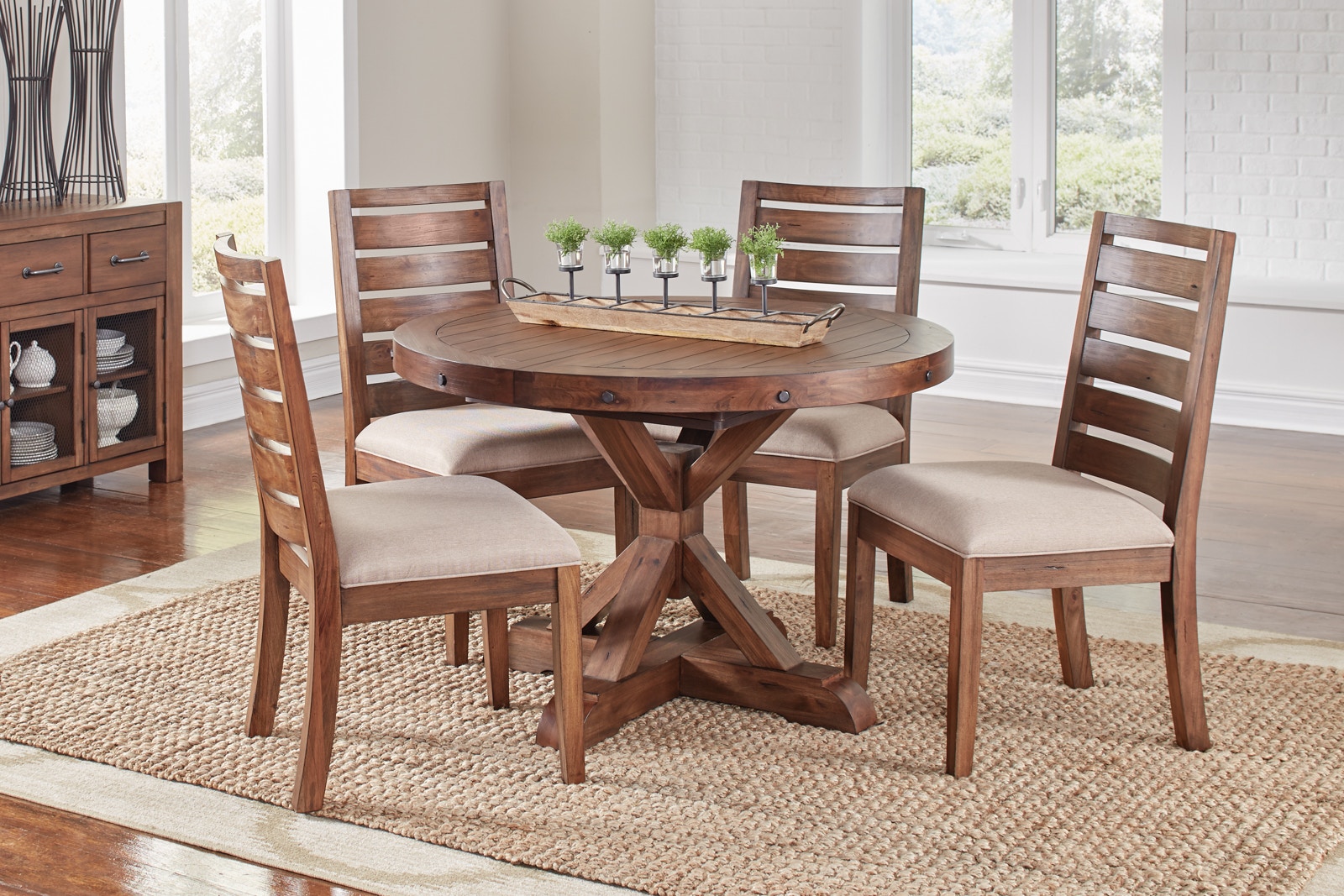 Solid wood round discount dining table set