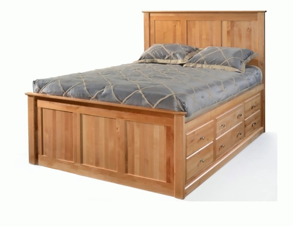 solid wood queen platform bed with drawers