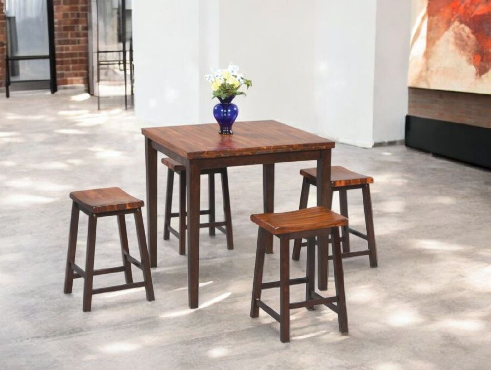 Winners Only Counter Table and 4 Stools. Solid Acacia wood  DFA53636