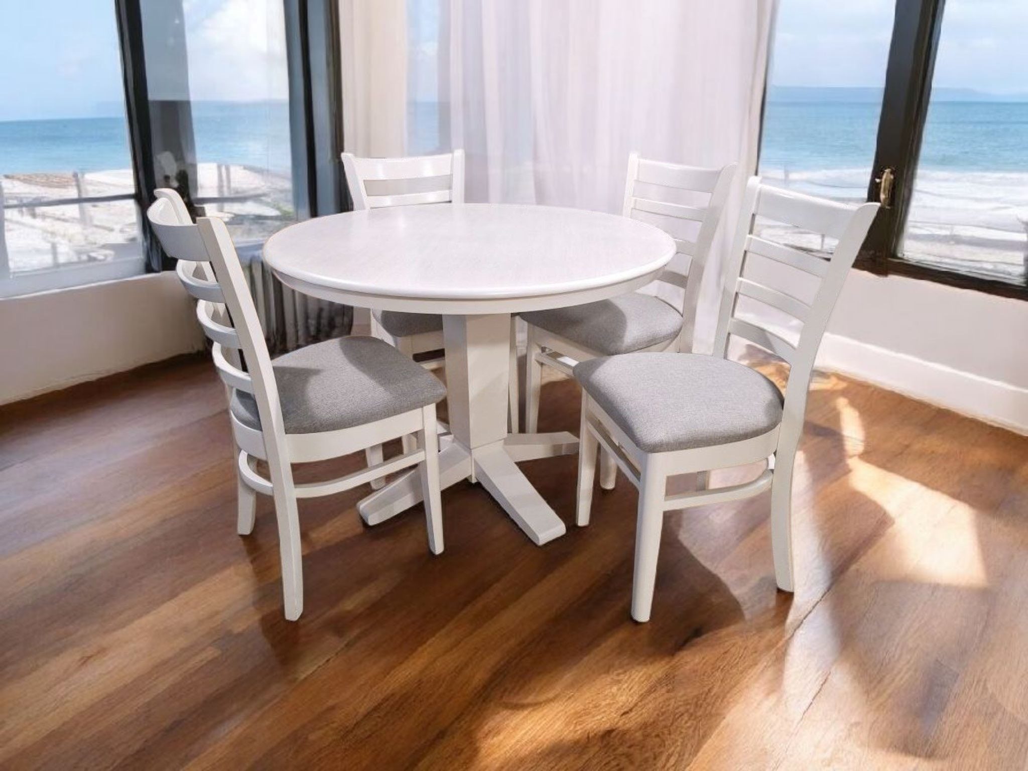 John Thomas Solid Rubberwood 5 Piece Two-Tone Table Set T128-42RT Set 1