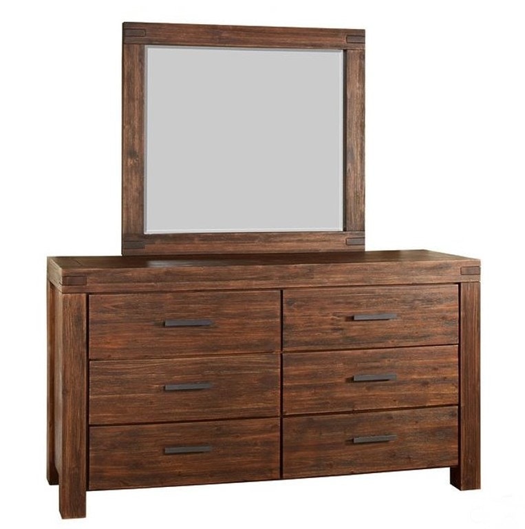 Mod Furn Bedroom Modern Rustic Six Drawer Solid Wood Dresser