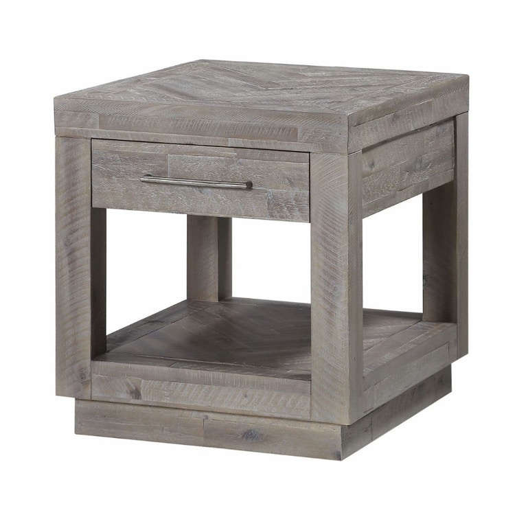 Alexandra Solid Wood End Table, Rustic Latte