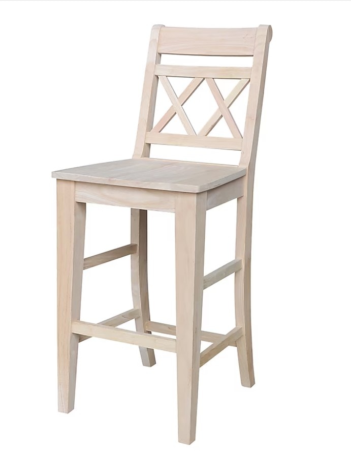 John Thomas Canyon Unfinished 30-in H Bar height Wood Bar Stool S-473
