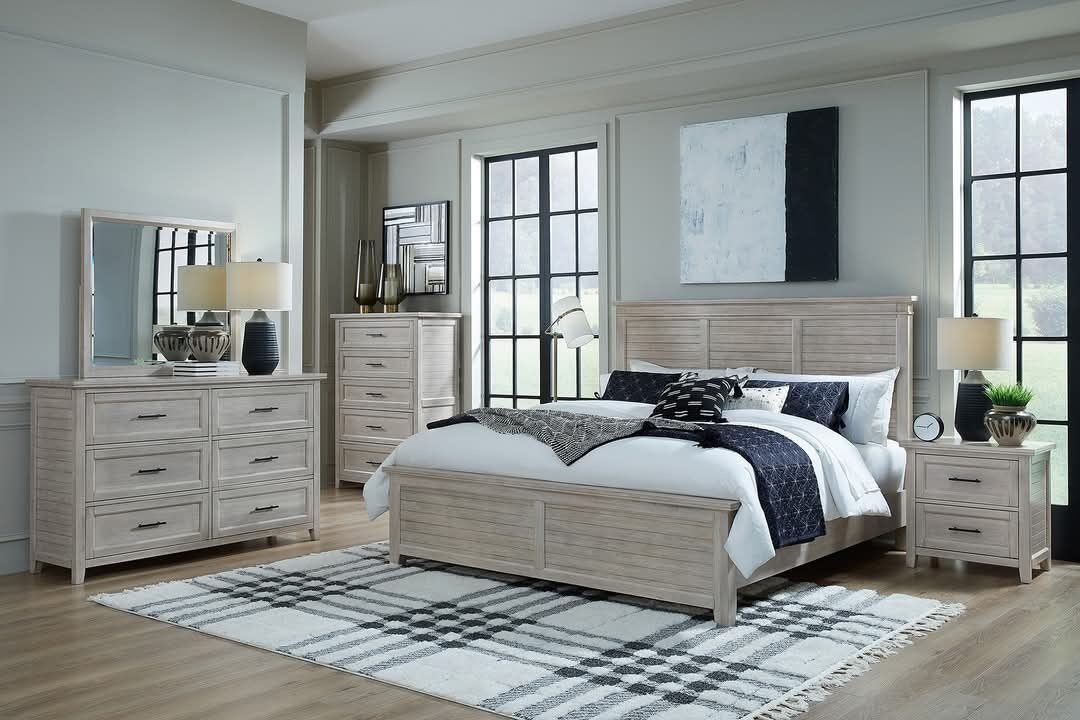 bedroom dresser sets Fluted Wood Bedroom Set Warm Pine main image 0
