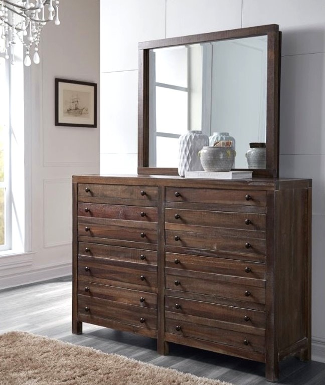 Mod Furn Bedroom Java 8 Drawer Rustic Modern Dresser Solid Wood