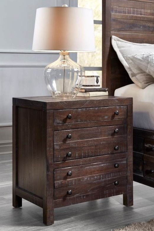 Mod Furn Bedroom Java 3 Drawer Rustic Modern Nightstand Solid Wood Wa0681 Woodworks Home