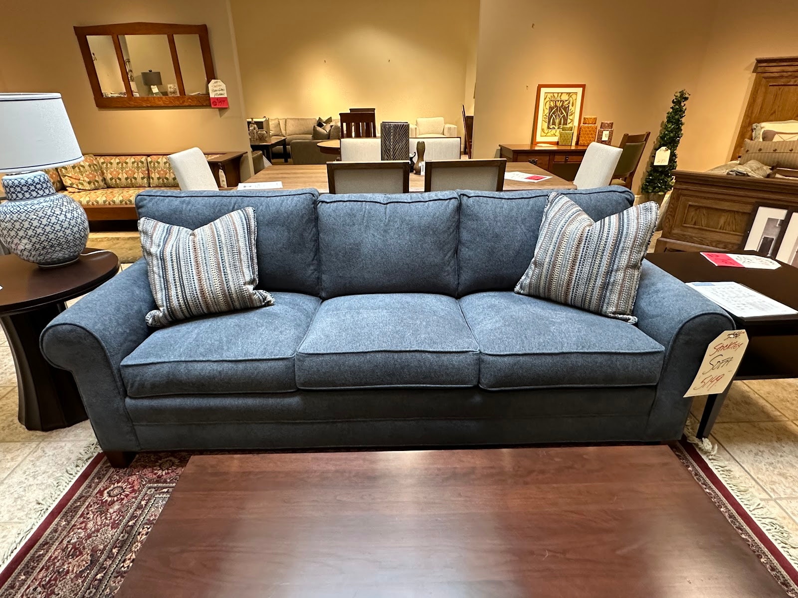 Stickley Dark Maple Three Cushion Sofa 96700038*757