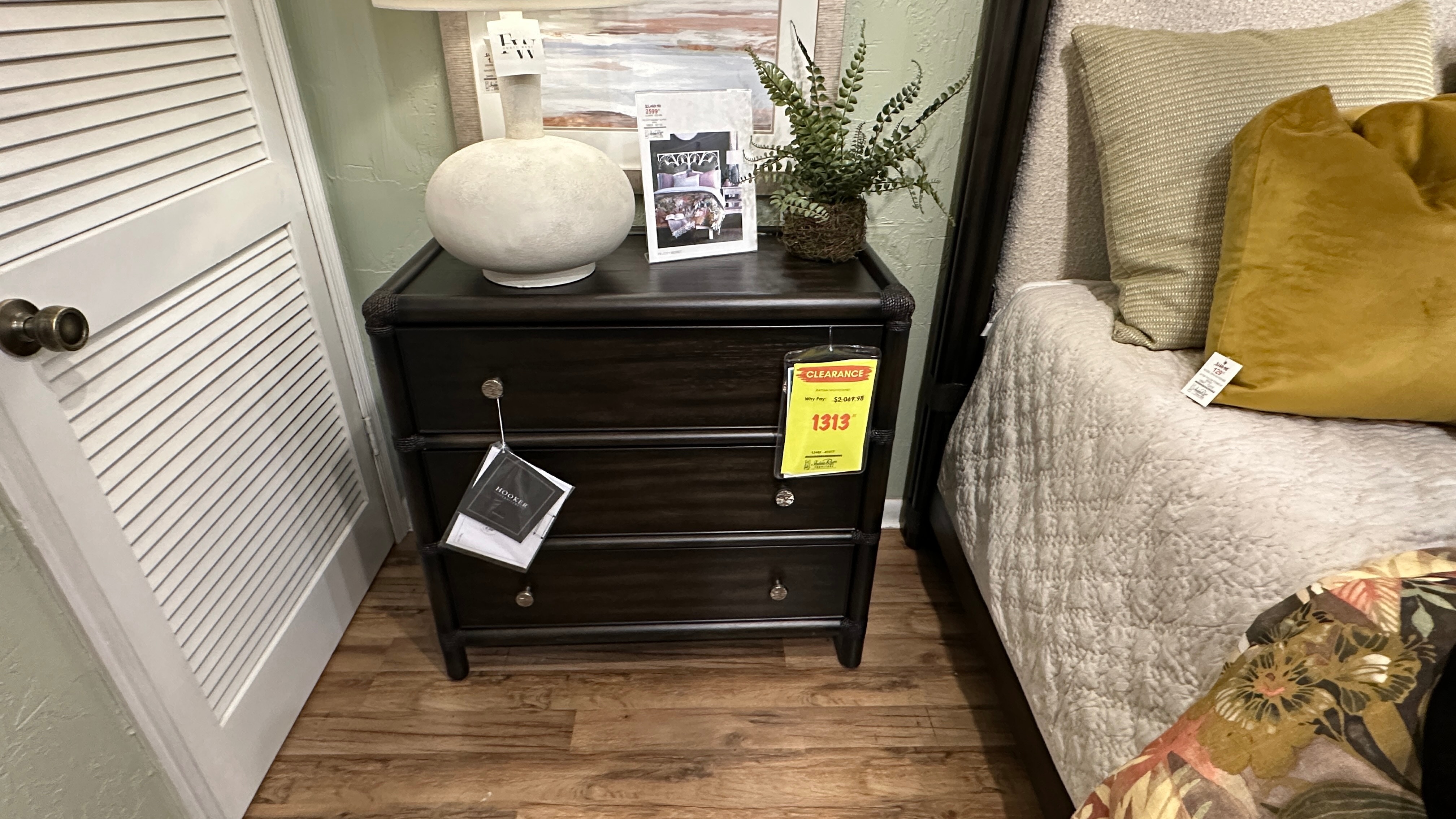 Hooker Furniture rattan 3 drawer nightstand 12492