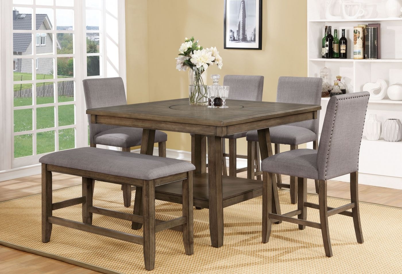 counter height 6 piece dining set