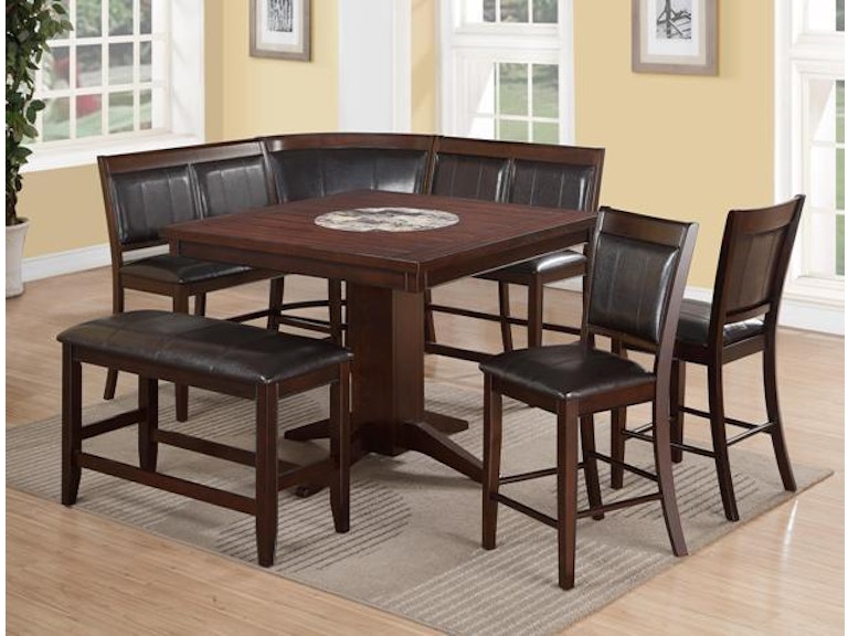 harrison 7pc dining set: counter height table, 2 double stools, 1 harrison 7pc dining set: counter height table, 2 double stools, 1