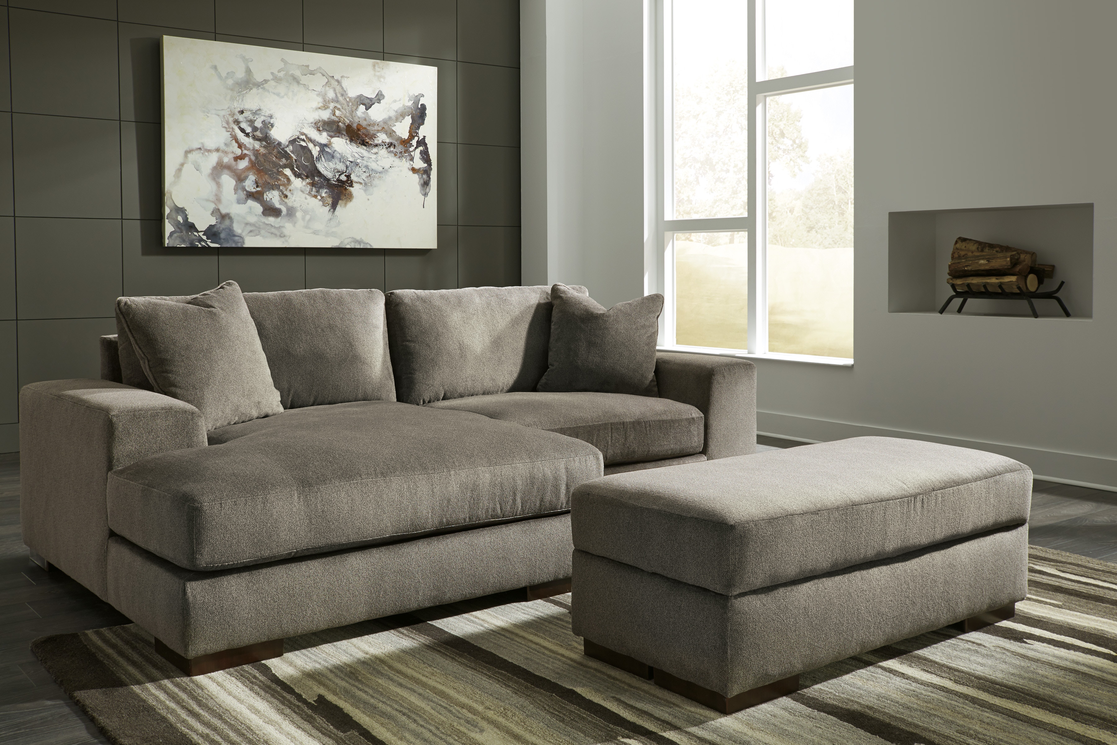 Signature Design By Ashley Living Room 3pc Manzini Grey Sectional