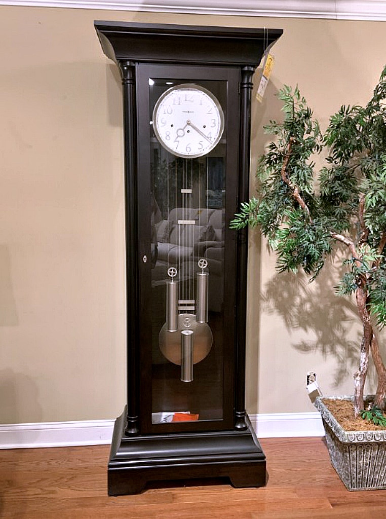 Clearance CLEARANCE Howard Miller Espresso and Silver Floor Clock