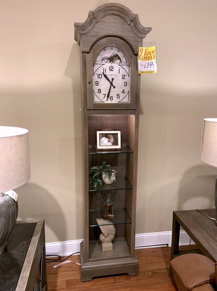 Clearance CLEARANCE Howard Miller Taupe Clock with Shelves