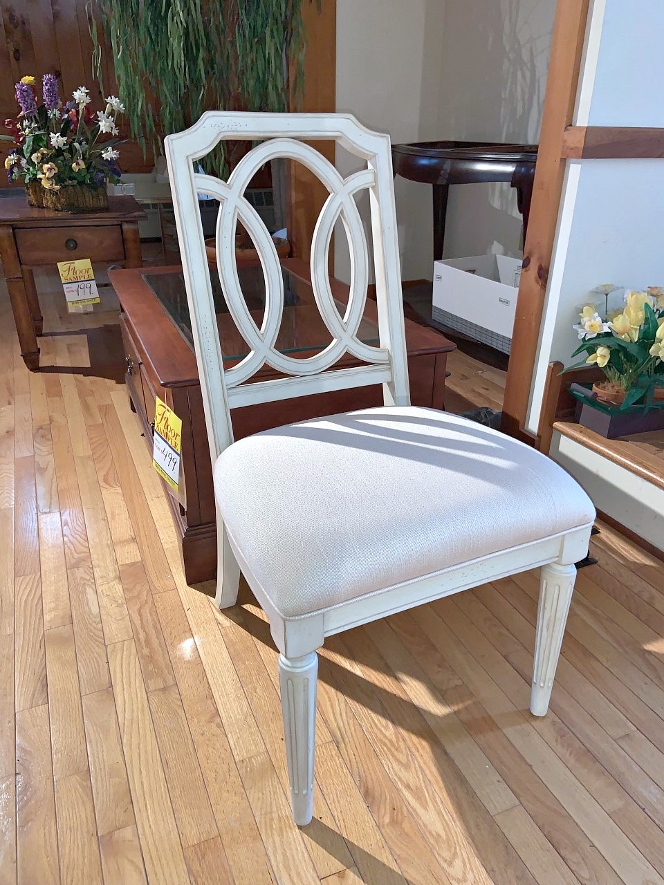 distressed white dining chairs