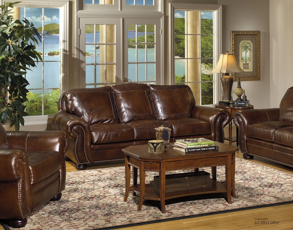 USA Premium Leather Living Room SG Oak Paisley Sofa ...